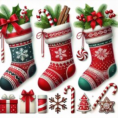 christmas socks isolated on white background