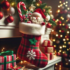 christmas stocking and gifts