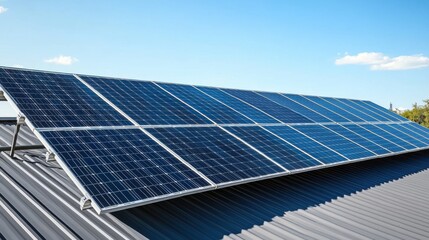 A rooftop covered in solar panels, illustrating a sustainable energy solution in urban areas.
