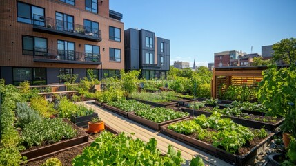 Rooftop vegetable gardens in urban condominiums promote sustainable living in the city