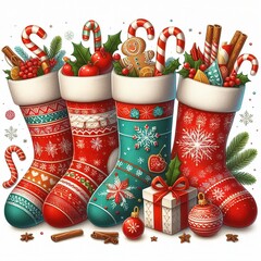 christmas boot with gifts isolated