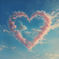pink heart shaped cloud in the sky