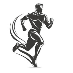 Fototapeta premium Black Running icon png Minimalist flat icon, vector logo style sign clipart on a transparent background