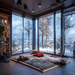 interior of rest room with a sense of life