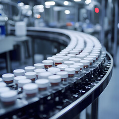 Obraz premium 医薬品製造工場の自動化された生産ライン