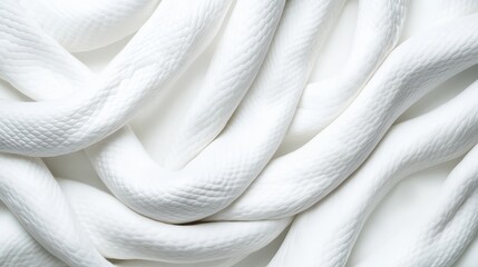 Elegant image of intertwining white serpents, their scales creating a complex pattern, embodying mystery and elegance with mesmerizing detail and softness.