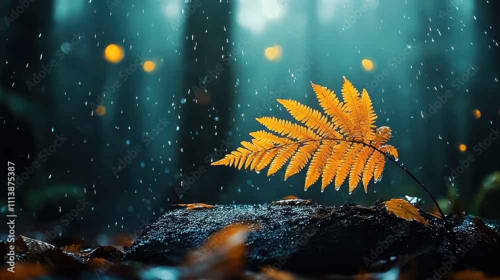 Aufkleber captivating close-up of a fern leaf in misty forest environment nature photography macro viewpoint f