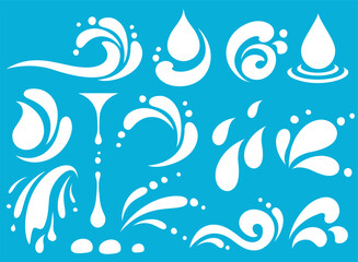 Set of dairy splashes, milk blots, stain and drops, dairy swirl, yogurt splashes, milky wave