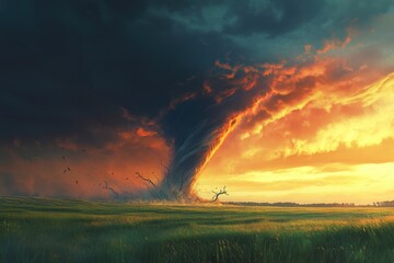Obraz premium Tornado in the Sunset