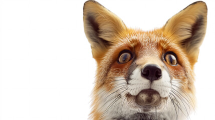 Obraz premium Portrait of a Surprised Fox: Close-up, isolated on a white background.