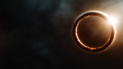A captivating eclipse in a dark cosmic setting reveals a bright glowing halo, symbolizing awe, mystery, and the celestial dance of astronomical phenomena.