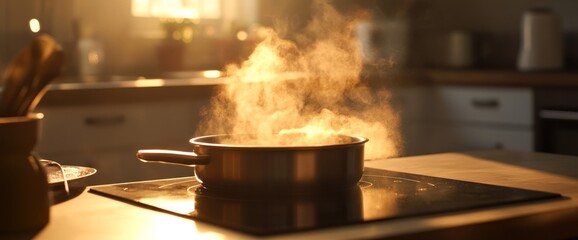 Steam Rising from a Pot on a Stovetop