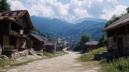 Fototapeta premium Picturesque Mountain Village in the Swiss Alps