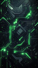 Fototapeta premium Futuristic abstract ai design with circuit board patterns in green and silver