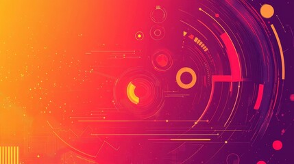 Fototapeta premium Vivid Abstract Technological Background with Circular Patterns and Geometric Shapes