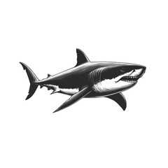 Obraz premium Black Shark icon png Minimalist flat icon, vector logo style sign clipart on a transparent background