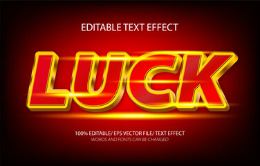 Luck editable text effect, 3D editable text template.	
