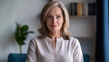 Fototapeta premium Confident Businesswoman in Modern Home Office Setting