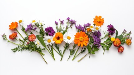 Obraz premium Rustic Wildflower Bundle on White Background