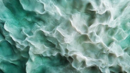 A textured abstract image resembling green clouds with soft white highlights, evoking a sense of calm and nature with its organic fluidity.