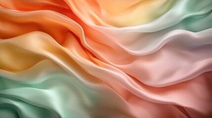 Obraz premium Vivid multicolor fabric flows elegantly, portraying softness and motion, while the dynamic hues evoke warmth, creativity, and liveliness in abstract beauty.