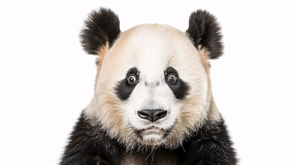Naklejka premium Portrait of a Surprised Panda: Close-up, isolated on a white background.
