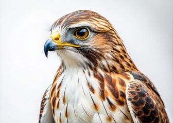 Captivating Brown and White Hawk with Sharp Talons on a Clean White Background - Perfect for Wildlife and Nature Photography Enthusiasts