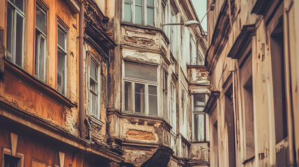 Obraz premium Urban decay exploring abandoned architecture in a historic cityscape