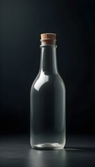 blank mockup glass bottle with a smooth surface isolated on a deep black background create with ai