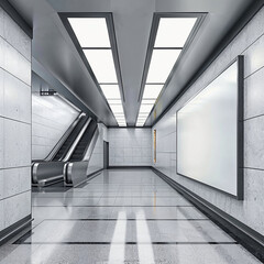 Subway billboard mockup. Metro station poster billboard for advertising.
