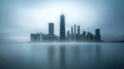 Obraz premium Chicago Skyline Emerging From Morning Mist