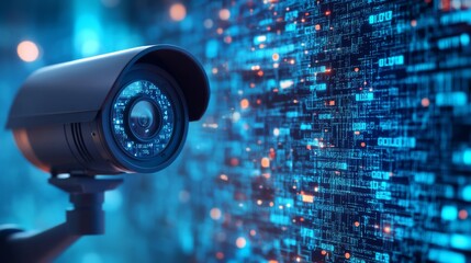 Security Camera Surveillance with Digital Data Background