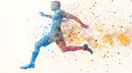 Fototapeta premium Abstract Digital Art of a Running Athlete in Dynamic Colors