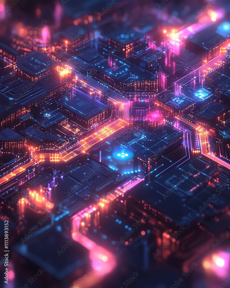 Poster Cloud computing and API management concept in a digital illustration