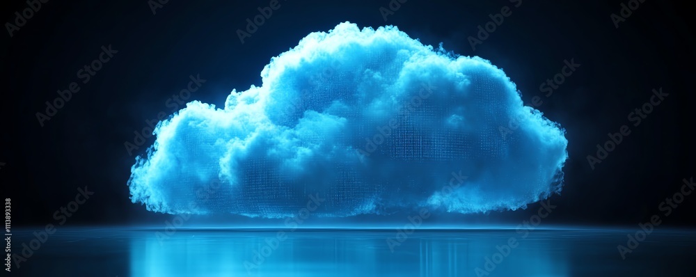 Aufkleber cloud computing concept in a futuristic city with a digital cloud above