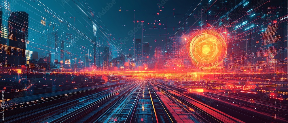 Poster Digital artwork of cloud computing and API management