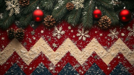 Chevron Patterns with Holiday Accents for New Year. Generative AI