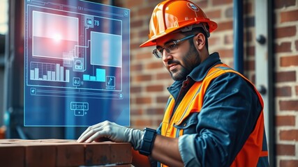 Construction Worker with Holographic Interface