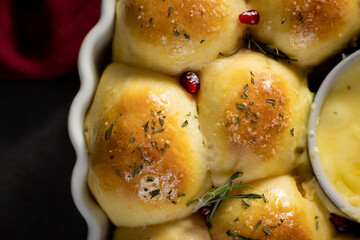 Festive bread wreath with cheese