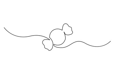 One continuous line drawing of candy. one continuous line drawing of two sweet candy isolated on white background, One continuous line illustration of a candy, isolated on white background.