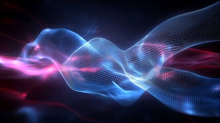 Abstract Digital Wave Flow Animation with Colorful Light Effects in Dark Background