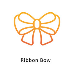 Ribbon Bow  Vector Gradient Outline Icon.Eps file 10