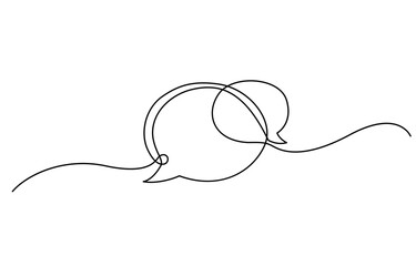 One line drawing Speech bubble vector. Communication chat messenger single line vector, Continuous one line drawing of speech bubble, One continuous line illustration of speech bubble or chat icons.