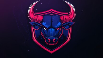 Bull mascot logo designed for sports branding with fierce character image