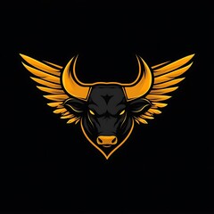 Obraz premium Bull with wings logo template showcasing bold iconic design elements design