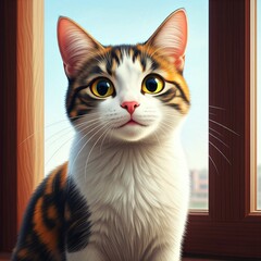 Fototapeta premium cute black orange cat smiling