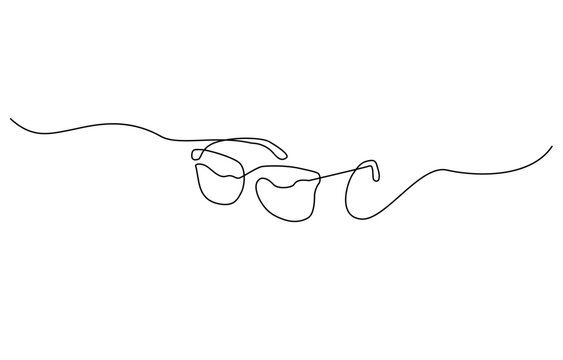 Glasses icon line continuous drawing vector. One line Glasses vector background, One continuous line drawing of eye glasses. Eyeglasses and sunglasses symbol in simple linear style.