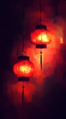 Mysterious Lanterns in the Crimson Glow