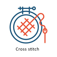 Cross stitch vector Two Colors Outline icon. Eps file 10