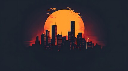 Fototapeta premium City silhouette illustration always bathed in sunlight image